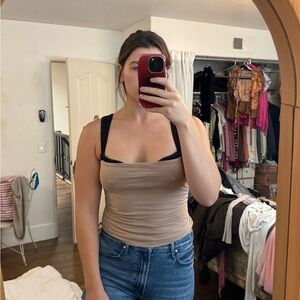 Free people Women's Tan black two toned tank Top